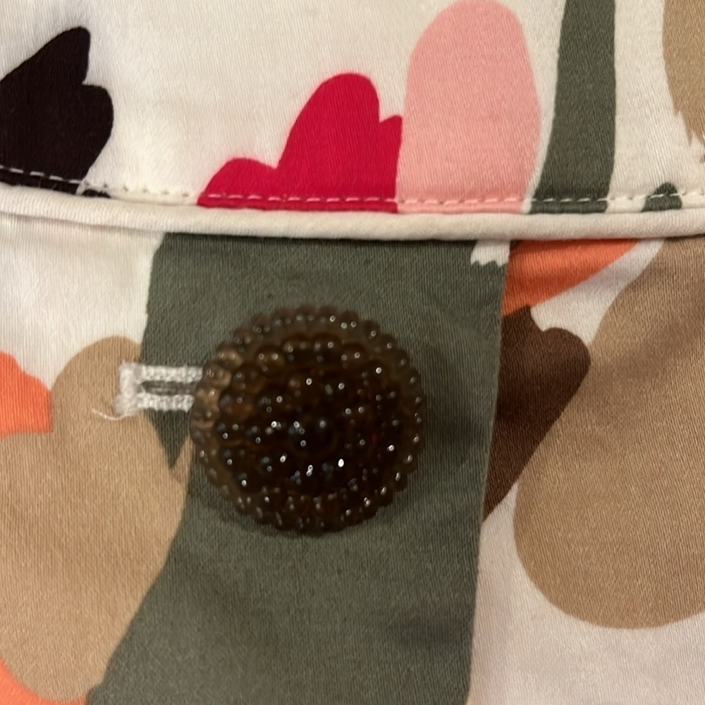 Talbots stretch cotton pleated print skirt with button front lined 12P - Picture 2 of 9